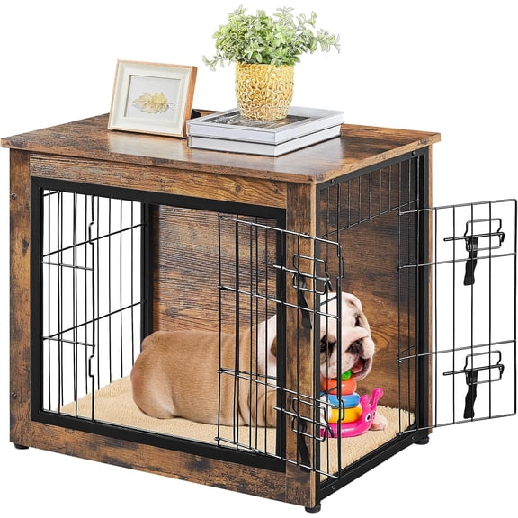 Pefilos 27 Inches Dog Crate Rustic Style Furniture Dog Cage Photo Inspiration