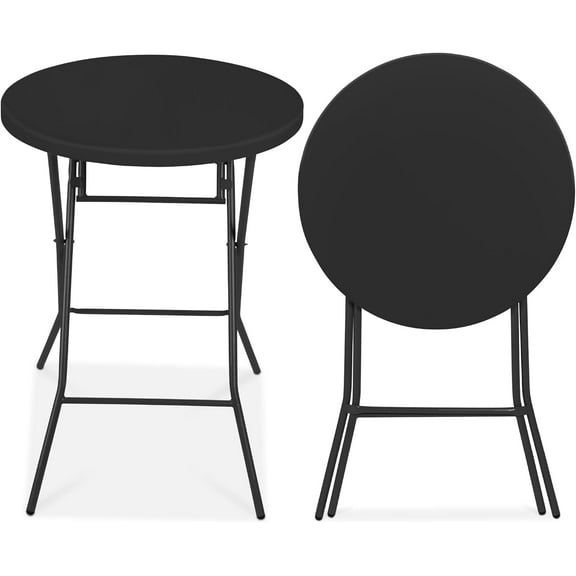 AEGFKD 32in Bar Height Folding Table, Round Indoor Outdoor Accessory for Patio, Backyard, Dining Room, Events w/Thick Table Top, Metal Frame, Locking Legs, 330lb Weight Capacity - Black