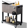 thumbnail image 1 of AEGFKD 80 Quart Rolling Ice Chest, Portable Bar Drink Cooler with Catch Basin, Bottom Storage Tray and Bottle Opener for Patio Party BBQ Beach Activities, 1 of 9