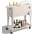 thumbnail image 1 of AEGFKD 80 Quart Rolling Ice Chest, Portable Bar Drink Cooler with Catch Basin, Bottom Storage Tray and Bottle Opener for Patio Party BBQ Beach Activities, 1 of 10
