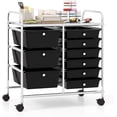 thumbnail image 1 of AEGFKD 9 Drawers Rolling Cart, Classroom Organizers, Storage Cart with Wheels, for Teacher Office Home School Supplies Tool Craft Art Paper, Black, 1 of 10