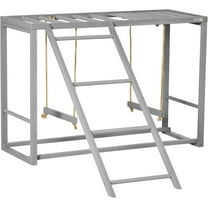 AEGFKD Chicken Activity Play with Swing Set for 3-4 Birds, Wooden Chicken Coop Accessory with Multiple Chicken Perches & Hen Ladder Gray