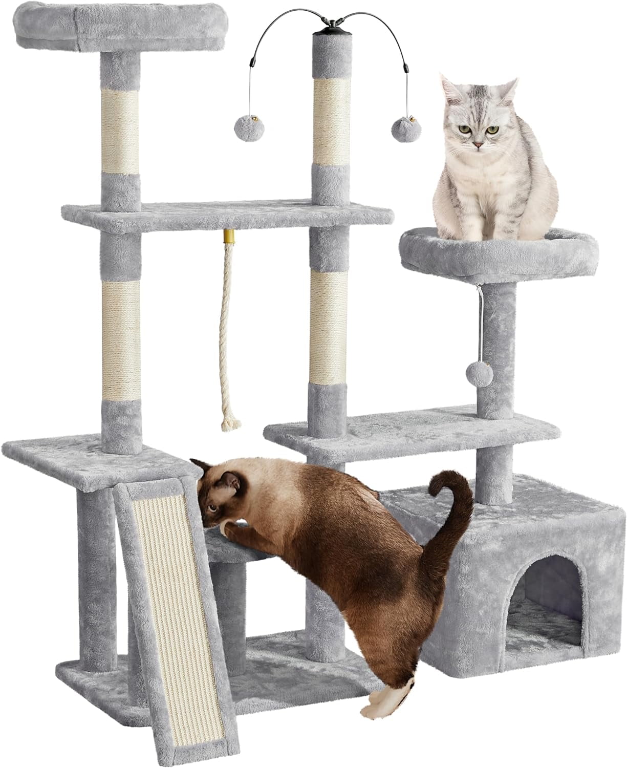 AEGFKD Rotatable Cat Tree 53.5in Multi-Level Cat Tower for Indoor ...