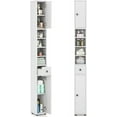 thumbnail image 1 of AEGFKD Tall Slim Bathroom Storage Cabinet, 71" Freestanding Bathroom Cabinet w/ 2 Doors, 1 Drawer & 5 Adjustable Shelves, Floor Narrow Tower Cabinet for Small Spaces, 8" x 8" x 71" (White), 1 of 8