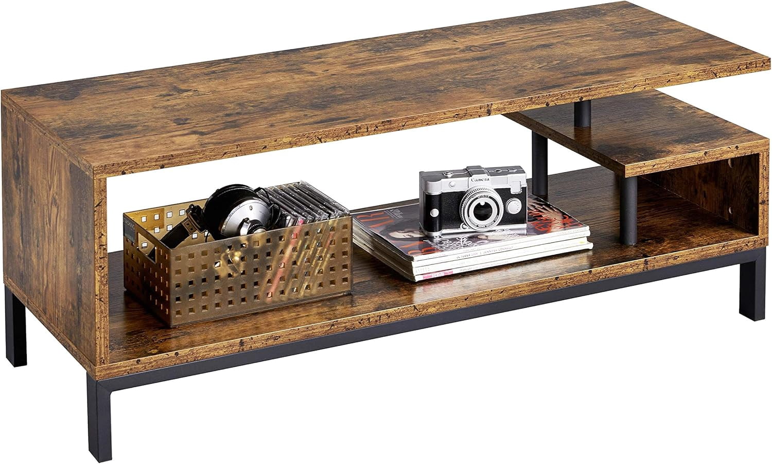 AEGFKD Wood Coffee Table with Storage Shelf, Modern Center Living Room ...