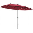 thumbnail image 1 of AEGFKD15 Ft Double Sided Patio Umbrella with Solar Lights, Extra Large Rectangle Outdoor Umbrella with 36 LED Lights & Crank Handle for Deck, Poolside, Garden, Backyard (Burgundy), 1 of 10