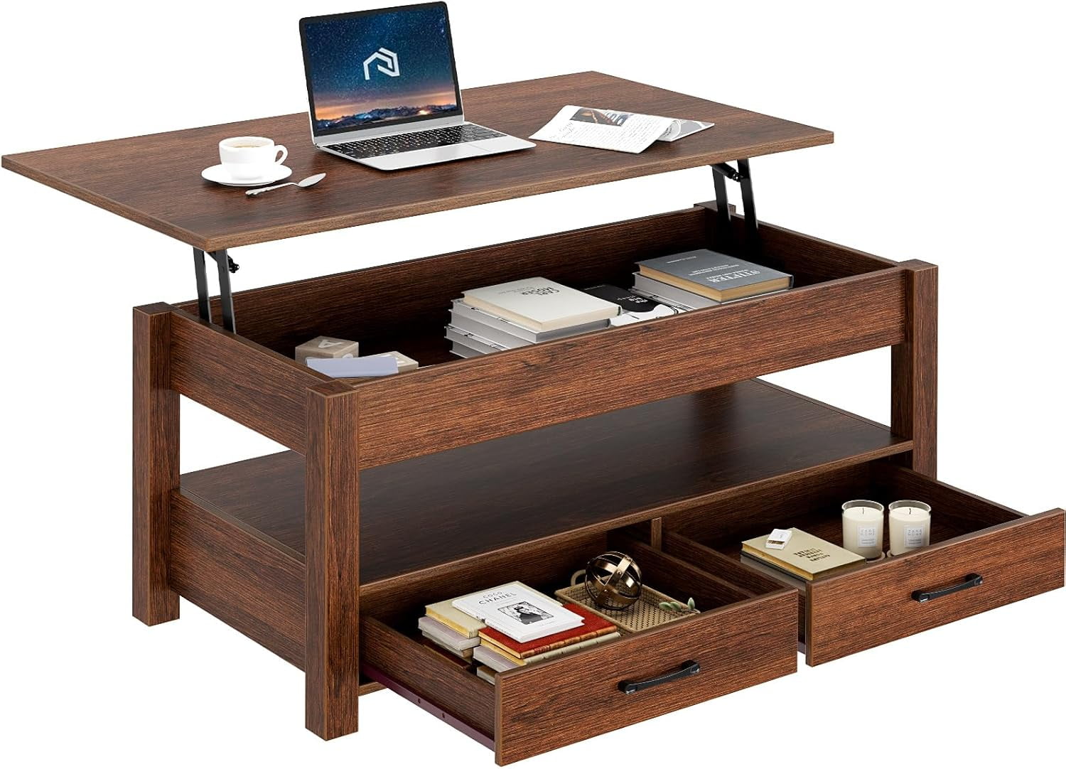 Picture of AEGFKDCoffee Table, Lift Top Coffee Table with Drawers and Hidden ...