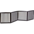 thumbnail image 1 of AEGFKDFreestanding Pet Gate for Dogs - 4 Panels Indoor Foldable Dog Fence for Stairs, Hallways, or Doorways - 82x24-Inch Freestanding Dog Gates, Brown, 1 of 8
