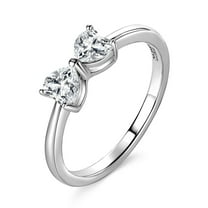 AEHIO Bow Heart Ring with D Color VVS1 Heart-Shaped Moissanite, 18K Gold Over Silver, Women's Sweet Wedding Ring for Anniversary, Engagement, Wedding Luxury Gift