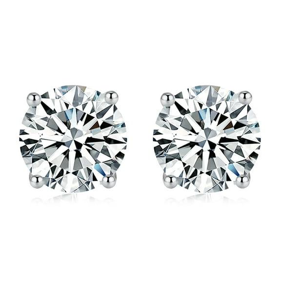 AEHIO® Moissanite Stud Earrings, 0.3ct-3.00ct DF Color Brilliant Round Cut Lab Created Diamond Earrings 18K White Gold Plated Silver Screw Backs for Women Men