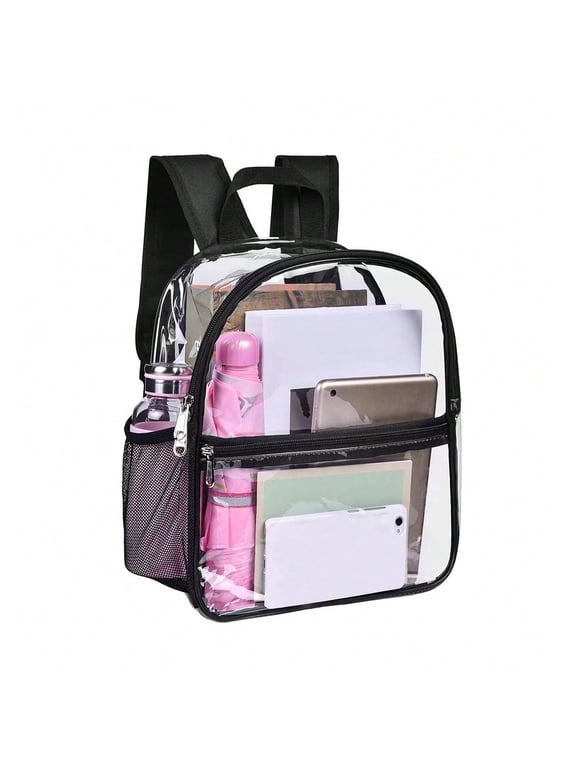 Clear Backpack for Stadium, Concert, Work, Travel & School, 12 x 10.5 x 6 in, Black