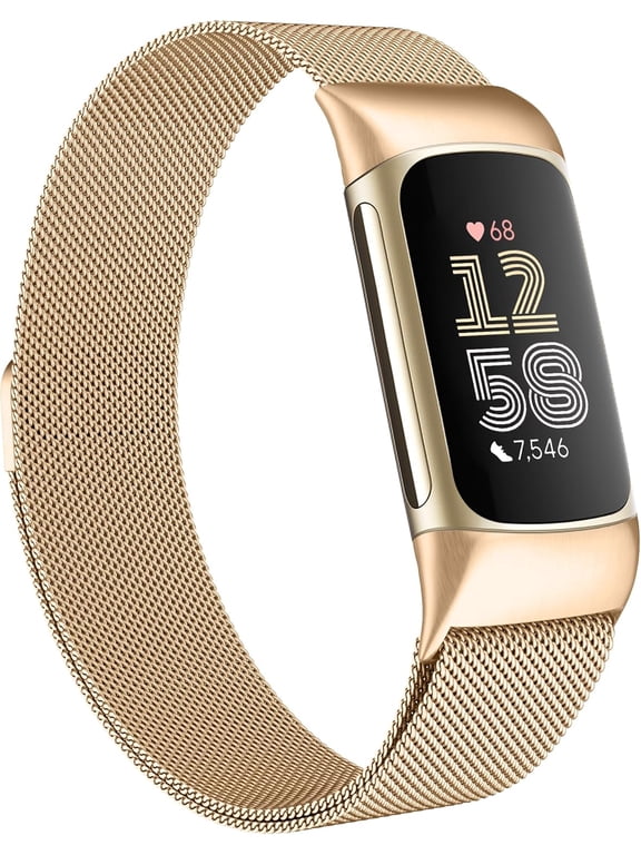 Metal Mesh Loop Band - Adjustable Stainless Steel Strap for High-Performance Activity Trackers (Fits Select Models 6/5), Men & Women
