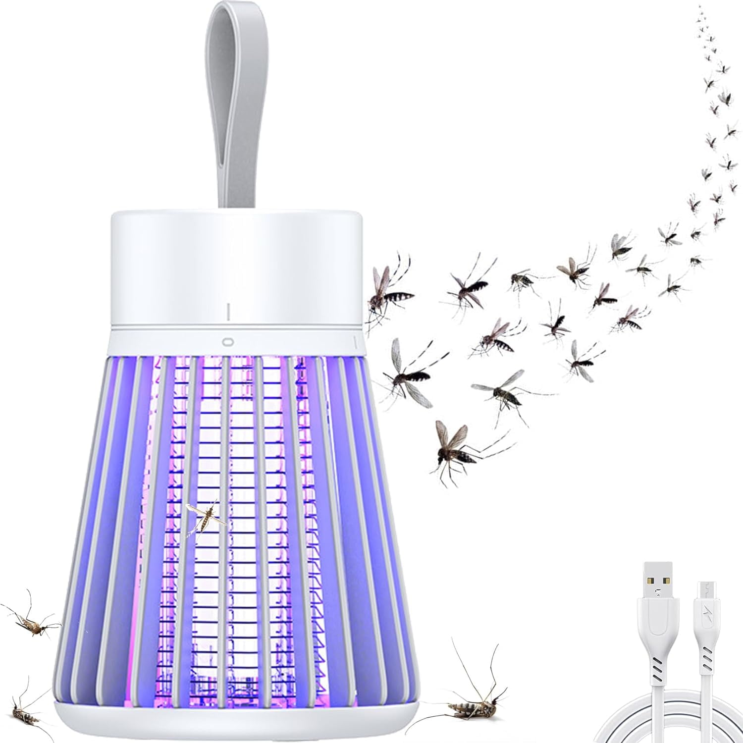 AEL LED Mosquito Zapper for Indoor & Outdoor Use, USB Charging, White