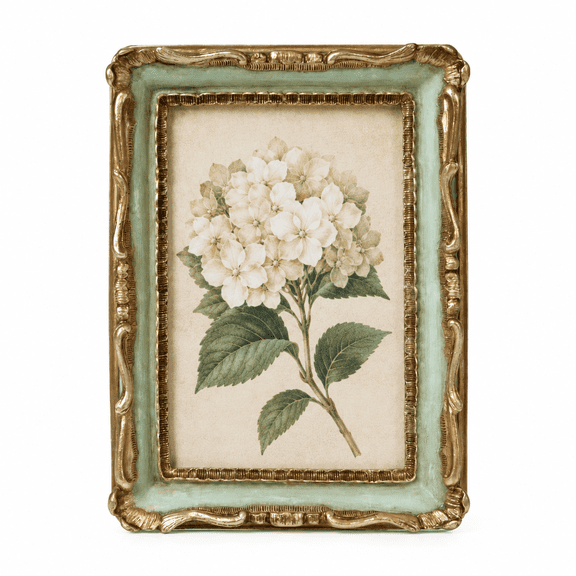 AELS Vintage Picture Frame, Fits 4x6 Photos, Antique Photo Frame with Glass Front, Tabletop or Wall Display, Gold and Green