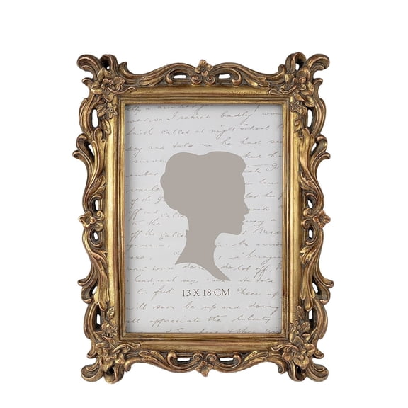 AELS Vintage Picture Frame, Fits 5x7 Photos, Antique Photo Frame with Glass Front, Bronze Gold Waves Finish, Tabletop & Wall Hanging Display