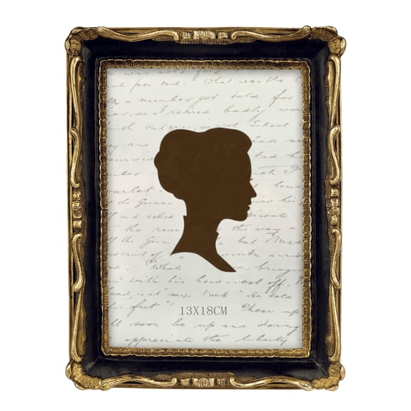 AELS Vintage Picture Frame, Fits 5x7 Photos, Antique Photo Frame with Glass Front, Gold and Black Finish, Tabletop & Wall Hanging Display