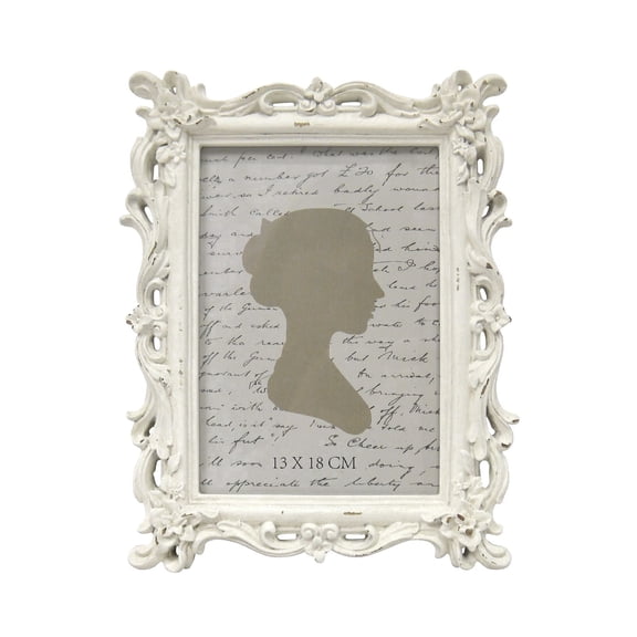 AELS Vintage Picture Frame, Fits 5x7 Photos, Antique Photo Frame with Glass Front, Off White Waves Finish, Tabletop & Wall Hanging Display