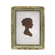AELS Vintage Picture Frame, Fits 5x7 Photos, Antique Photo Frame with Glass Front, Tabletop or Wall Display, Gold and Green