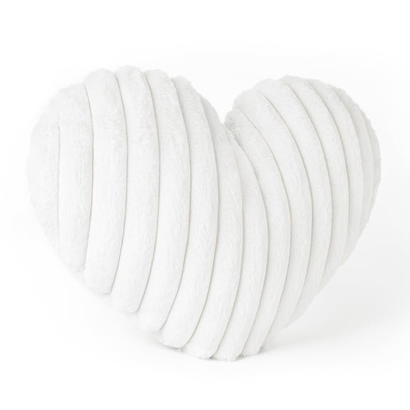 AELS Heart Shaped Throw Pillow, Faux Fur Love Cushion, Valentine Wedding Home Decor for Living Room Bedroom Nursery, White