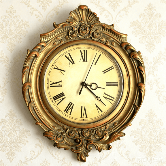 AELS Vintage Wall Clock, European Style Retro Decorative Clock, Battery Operated Hanging Wall Décor for Living Room Bedroom Office, Golden