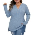 thumbnail image 1 of AviBest Womens Sweater Plus Size Long Sleeve V-Neck Pullover Sweaters for Women Lightweight Brushed Side Slit Tops,1XL~5XL, 1 of 7