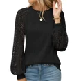 thumbnail image 1 of AELand Women's Long Sleeve Shirts Crew Neck Lace Tops 2025 Spring Fashion Clothes Knitted Y2k Blouses, 1 of 6
