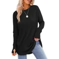 thumbnail image 1 of AELand Women's Long Sleeve Tops and Blouses, Thumb Hole Shirts Crew Neck Curved Hem Tunic T-shirts, 1 of 6