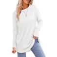 thumbnail image 1 of AELand Women's Long Sleeve Tops and Blouses, Thumb Hole Shirts Crew Neck Curved Hem Tunic T-shirts, 1 of 7