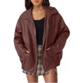 thumbnail image 1 of AELand Women's Oversized Leather Jackets Faux Suede Fall Fashion Motorcycle Coats Winter Outerwear, 1 of 6