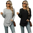 thumbnail image 1 of AELand Women's Striped Knit Sweater ,Casual Crew Neck Tops and Blouses Long Sleeve T-Shirts , S~2XL, 1 of 6