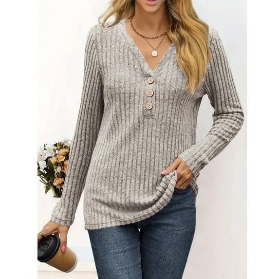 AELand Womens Casual V Neck Sweaters Long Sleeve Tunic Shirts for Women Tops and Blouses,S~XXL