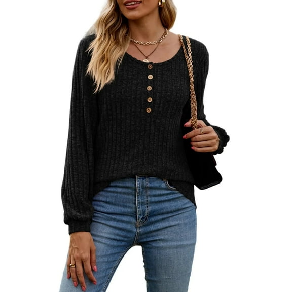 AELand Womens Sweaters, Casual Round Neck Long Sleeve Tops and Blouses For Spring & Fall & Winter
