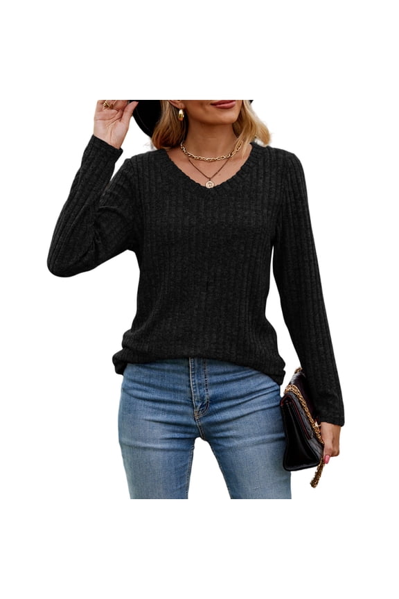 Womens Sweaters, Casual V Neck Long Sleeve Tops and Blouses For Spring & Fall & Winter