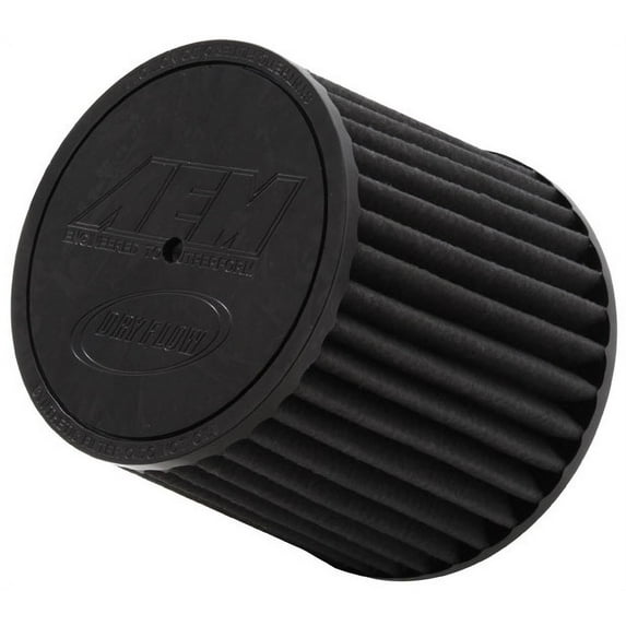 AEM 21-201BF-H Universal DryFlow Clamp-On Air Filter: Round Tapered; 2.5 in (64 mm) Flange ID; 5.125 in (130 mm) Height; 6 in (152 mm) Base; 5.125 in (130 mm) Top