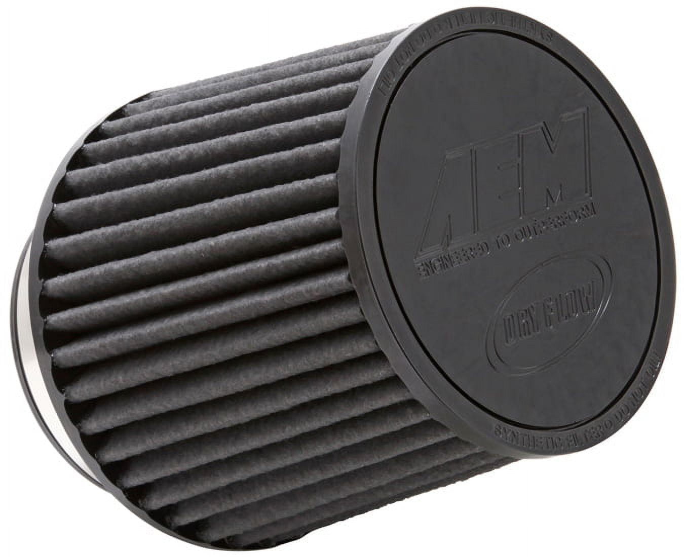 AEM 21-203BF Universal DryFlow Clamp-On Air Filter: Round Tapered; 3 In (76 Mm) Flange ID; 5.125 In (130 Mm) Height; 6 In (152 Mm) Base; 5.125 In (130 Mm) Top