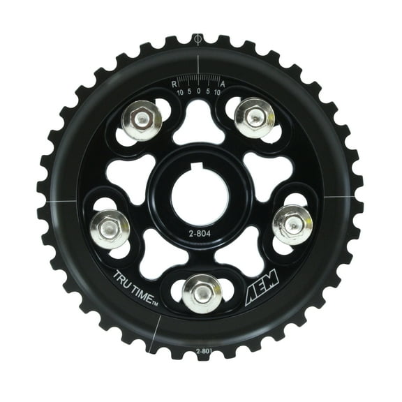 AEM 23-804BK Tru-Time Adjustable Cam Gear - 5-Bolt - Black