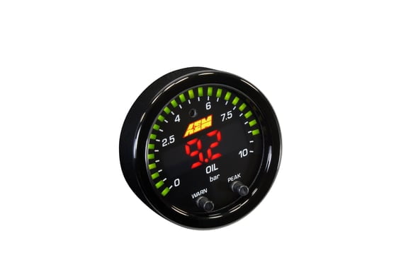 AEM 30-0307 X-Series Oil Pressure Gauge 0-150psi 0-10bar 2-1/16 Black Bezel/Face