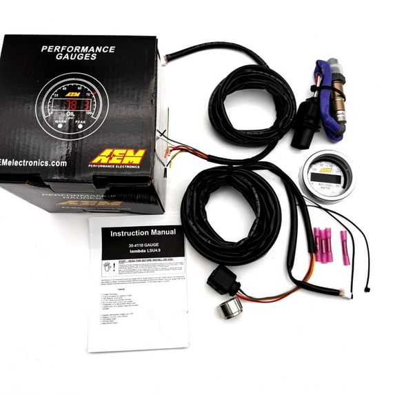 AEM 30-4110 Air Fuel Ratio Gauge 52mm with 4.9 LSU Sensor, Wideband Sensor WideBand A/F Ratio UEGO O2 Controller Gauge Kit