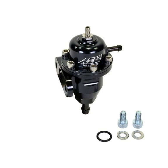 AEM 25-300BK Adjustable Fuel Pressure Regulator - Inline Flange with Straight Return Fitting - Black