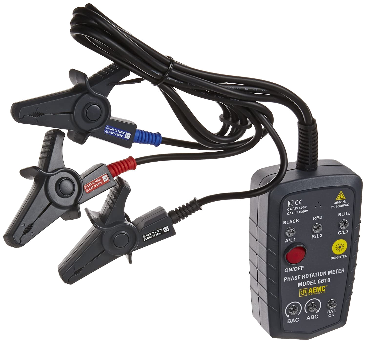 Electrical Rotation Meter AEMC 2121.12 Phase Rotation Meter, 2.5ft Cable Length - Walmart.com