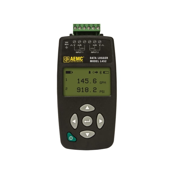 AEMC L452 - 2-Channel Data Logger (100mV/1v/10VDC) with LCD, Event and Pulse, Da