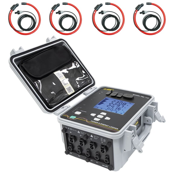 AEMC PEL 115 w/4 196A-24-BK Power/Energy Logger, LCD/Case/Sensors