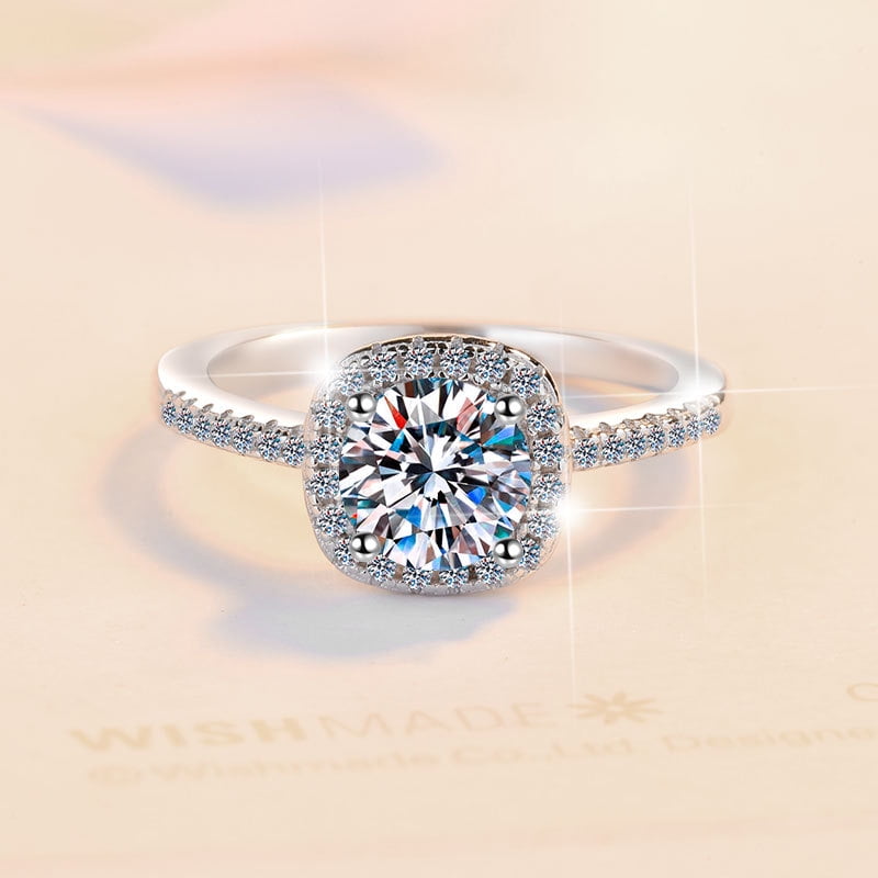 AEN D Color Moissanite Ring 1 Karat Six Claw Crown Female Ring Sterling ...