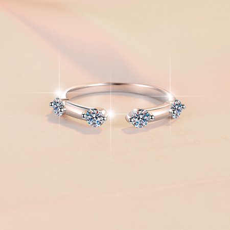 AEN S925 Sterling Silver Ring Women's Fashion Hot Sale Simulation 18K Gold Plated Ring 1 Karat Moissanite
