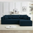 thumbnail image 1 of AENKYO 104'' Modular L-Shape Sectional Sofa with Chaise, Comfy Deep-Seat Cloud-Couch, Corduroy - Blue, 1 of 7