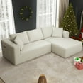 thumbnail image 1 of AENKYO 104'' Modular L-Shape Sectional Sofa with Chaise, Comfy Deep-Seat Cloud-Couch, Corduroy - White, 1 of 8