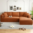 thumbnail image 1 of AENKYO 104 Modular L-Shaped Sectional Sofa with Chaise Lounge, Cloud Couch Deep Seat, Corduroy Upholstered Living Room Furniture, No Assembly Required, Orange, 1 of 8