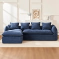 thumbnail image 1 of AENKYO 106 L-Shaped Convertible Sleeper Sectional Sofa with Washable Cushions, Oversized 3-Seater Modular Couch for Apartments, Left-Hand Chaise, Blue, 1 of 10