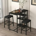 thumbnail image 1 of AENKYO 3-Piece Counter Height Dining Set, Small Space Bar Table with 2 PU Leather Stools & 3 Storage Shelves, Black, 1 of 7