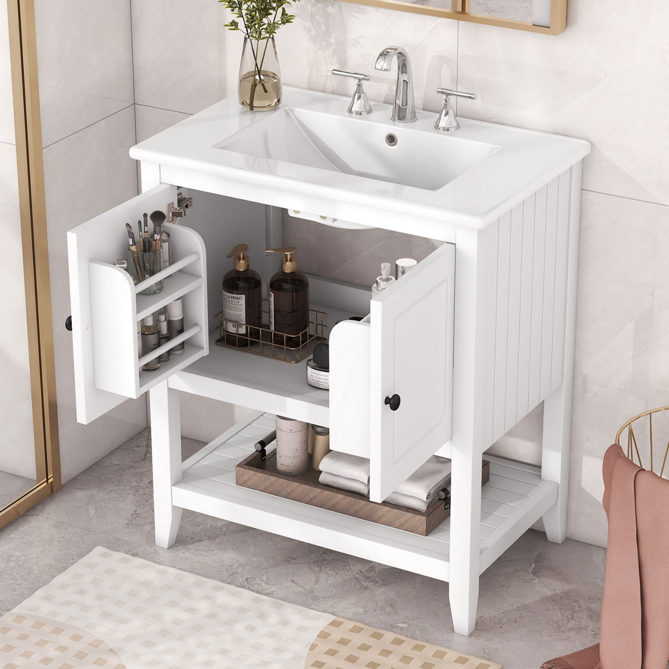 AENKYO 30'' Bathroom Vanity with Sink Top, Stylish Vanity Cabinet with ...